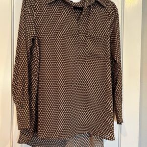 Brown Geometric Long Sleeve Shirt